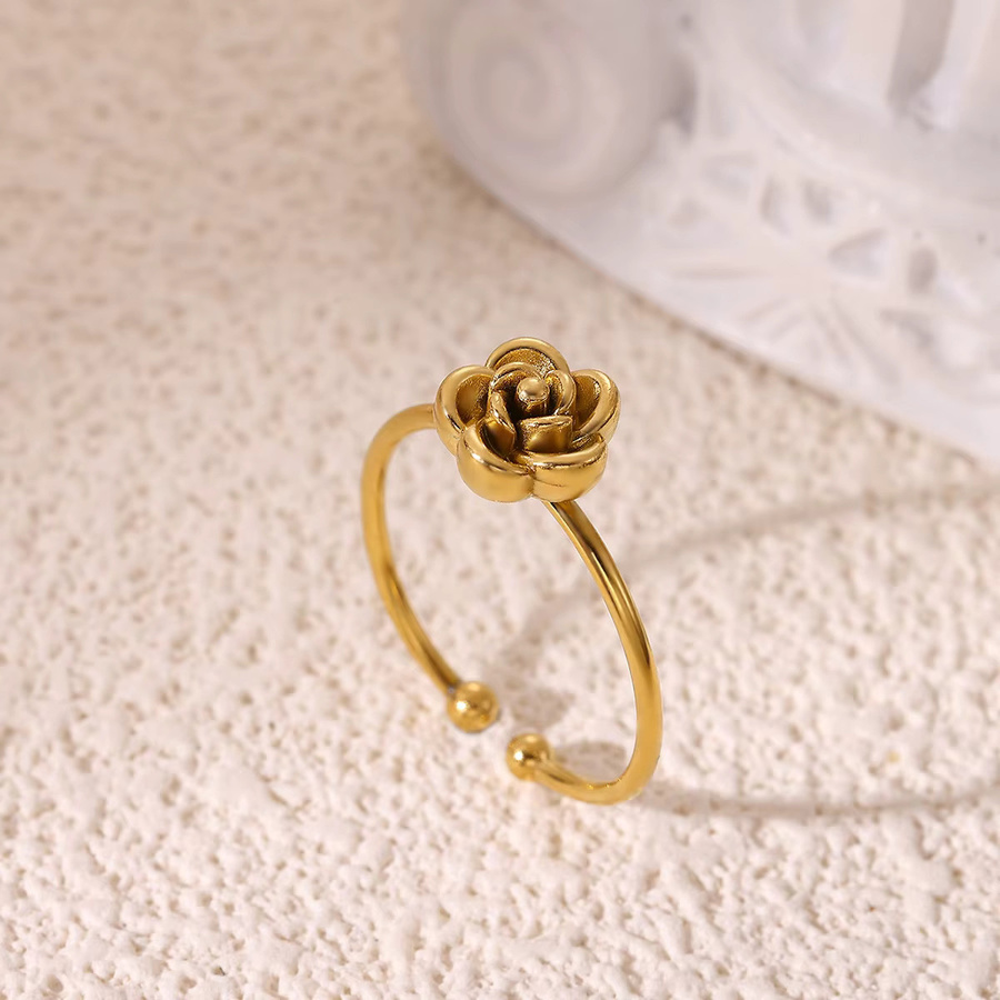 Ring Rose Blume, Edelstahl, Gold, Damen - Bild 2
