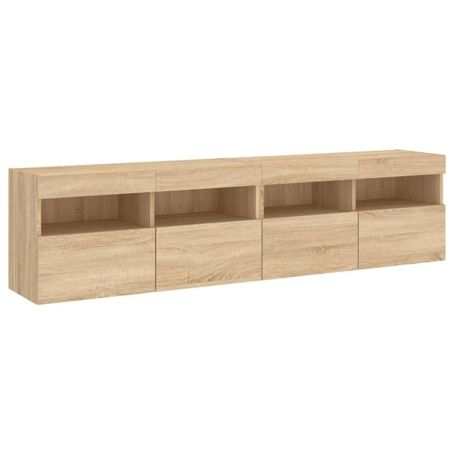 vidaXL TV-Wandschränke im 2er-Set mit LED-Beleuchtung, Sonoma-Eiche, B/T/H: 80 x 30 x 40 cm - Bild 2
