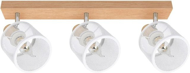 NETTLIFE Deckenstrahler aus Holz und Metall in Weiß, verstellbar, 3x E14 - Bild 1