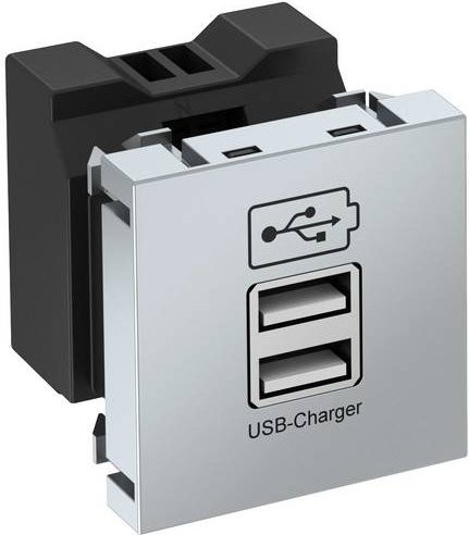 OBO Bettermann Geräteeinsatz USB-C, Farbe: Silber, B/H: 4,5 x 4,5 cm - Bild 1