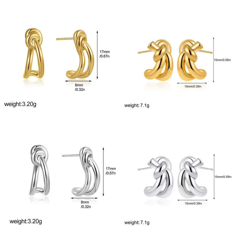amofa Ohrstecker Edelstahl, goldplattiert, Mini-Knoten - Bild 2