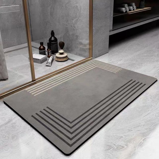 Saugfähige und rutschfeste Toilettenbodenmatte von Yiran Furniture in Grau, B/B: 120 x 80 cm - Bild 1
