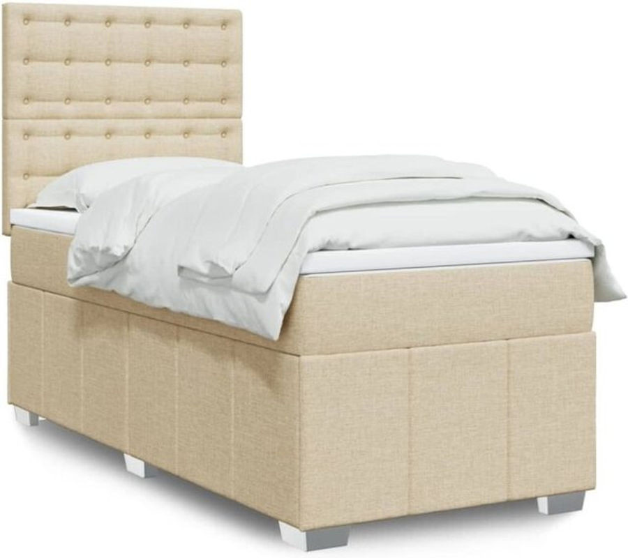 vidaxl Boxspringbett mit Matratze aus Stoff in Beige B/T/H: 100 x 200 x 140,5 cm - Bild 1