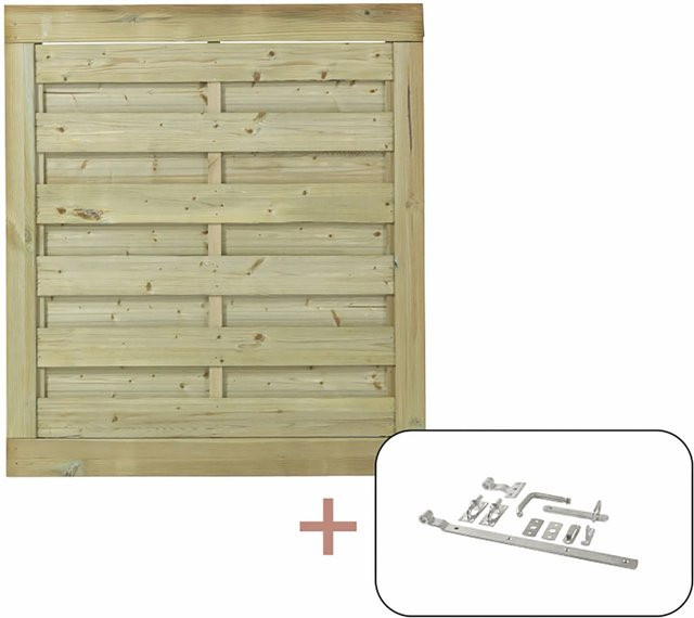 Plus Holz Einzeltor Newline aus druckimprägniertem Nadelholz in Braun, Breite: 100 cm, Höhe: 110 cm - Bild 1