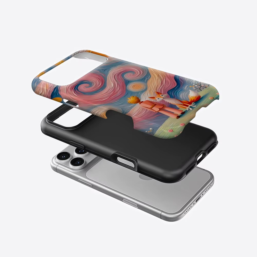 Potdemiel Robuste Doppelschichtige Handyhülle mit Sternennacht-Design für iPhone 17 16 15 14 Pro Max Plus in Rosa und Blau - Bild 2