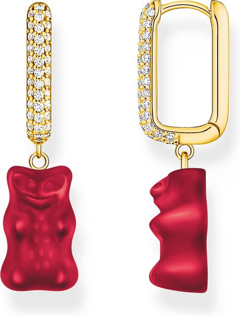 Thomas Sabo Creolen, 925 Silber, vergoldet, roter Goldbär, Damen - Bild 1
