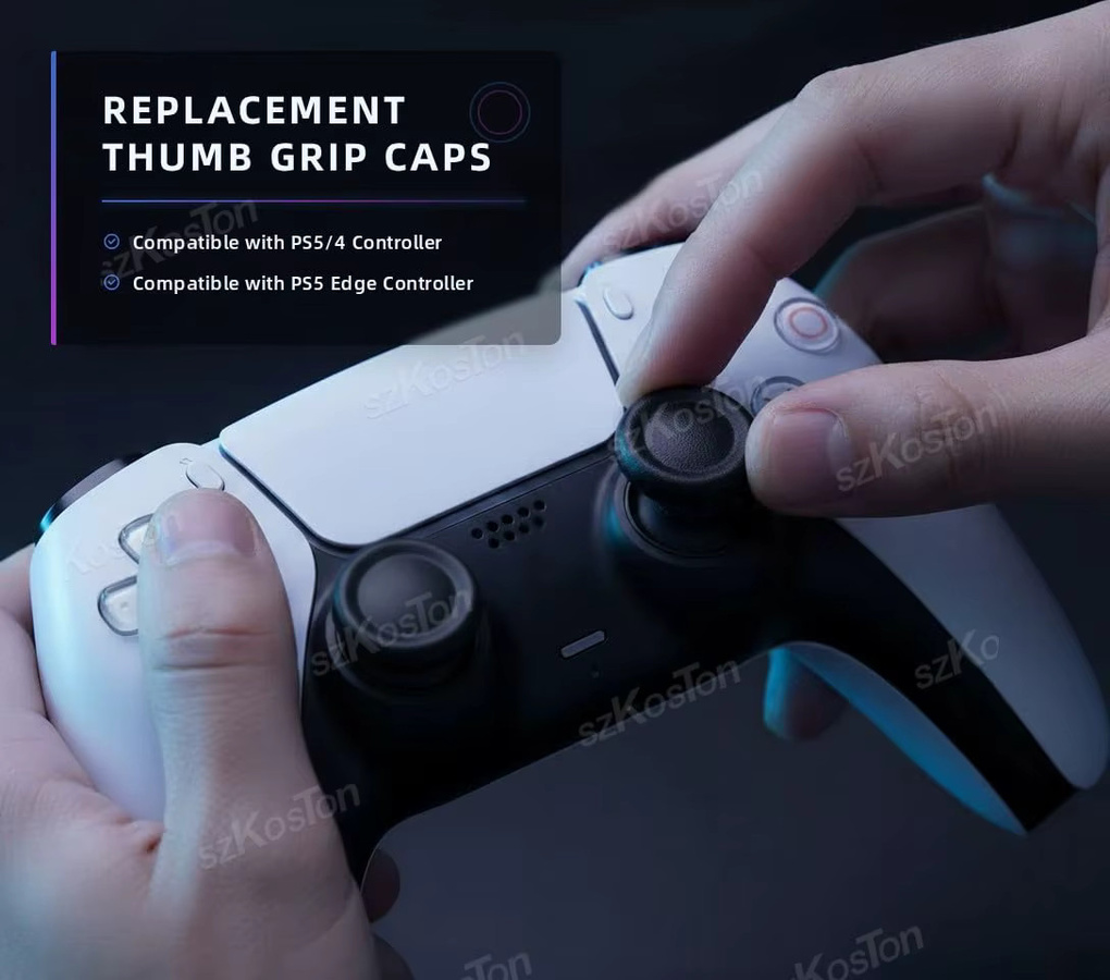 SZKOSTON Joystick Ersatz Grip Caps für PS5 und PS4 Controller, 6-8 Stück Anti-Slip Daumen Griffe in Schwarz, Gaming Zubehör zur Reparatur - Bild 4