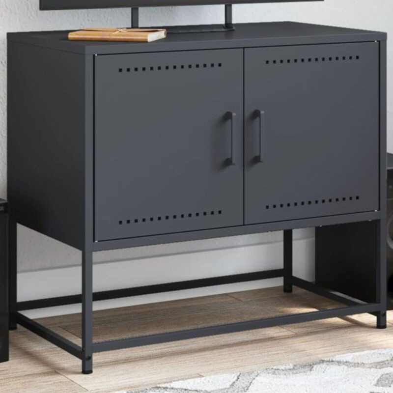 Vidaxl TV-Schrank aus Stahl in Anthrazit im Industrial Design, B/T/H: 68,5 x 39 x 60,5 cm - Bild 1