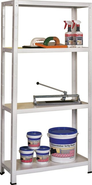 Schulte Steck-Grundregal aus Metall in Weiß, H 200 cm x B 100 cm x T 50 cm - Bild 1