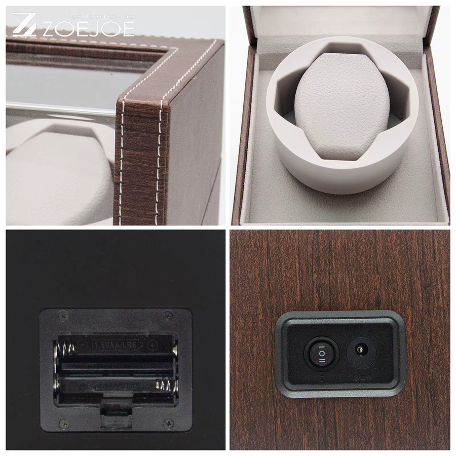 ZOEJOE Automatischer Uhrenbeweger, PU-Leder, Schwarz, USB-betrieben - Bild 3