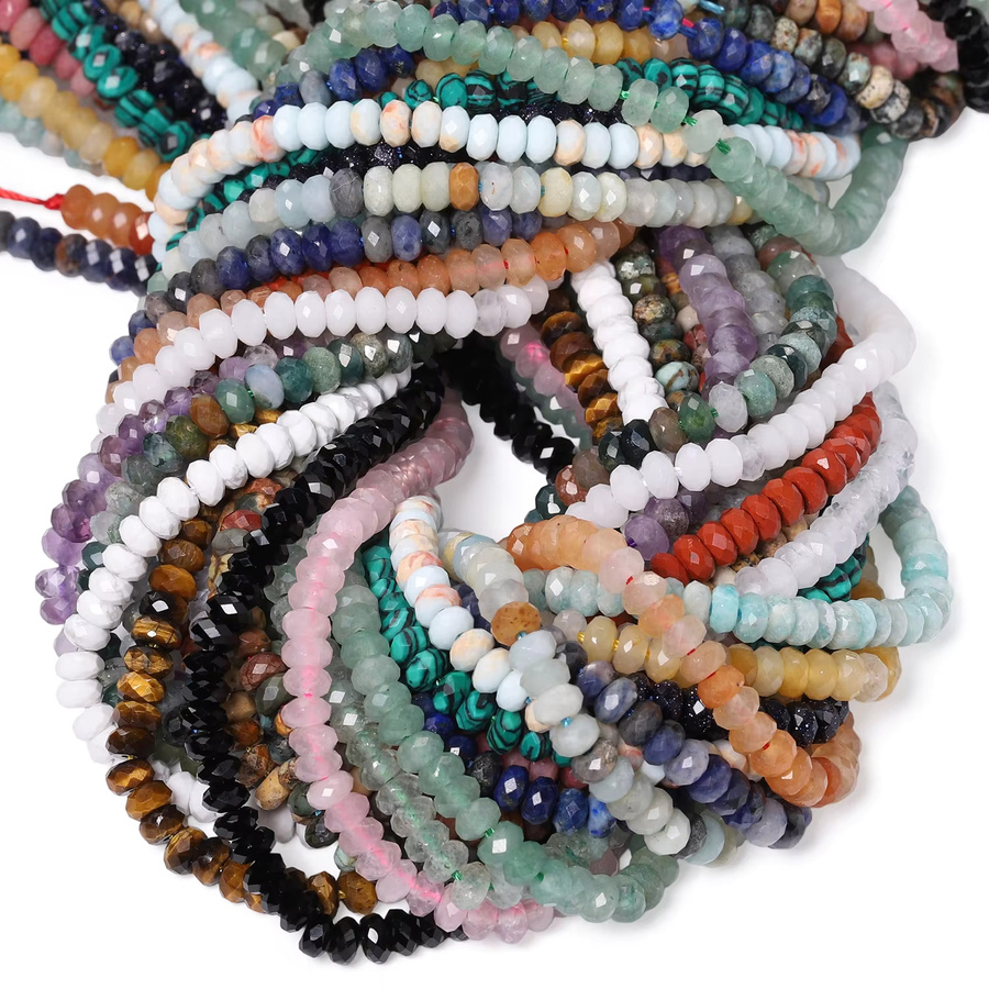xilitata Perlen Amethyst Malachit Amazonit, 4x2mm, 15'' - Bild 2