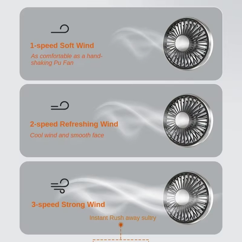BALASHOV Mini USB-Ventilator mit zwei Köpfen, 360 Grad rotierender 3-Gang-Kühlventilator in Schwarz - Bild 4
