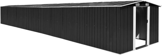 vidaXL Gerätehaus aus verzinktem Stahl in Anthrazit mit Schiebetür und Seitenlüftung, B/T/H: 990 x 257 x 181 cm - Bild 1