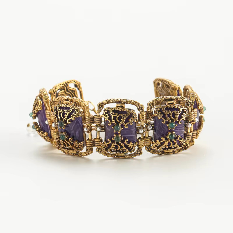 STALAIT Armband, Gold, lila, quadratisch, Glas, Damen - Bild 4