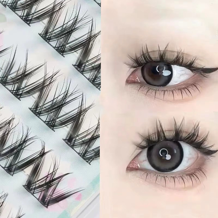 JIEFUXIN W-Lashes 3D Cluster Wimpern, 60 Stück, Black, Unisex - Bild 3