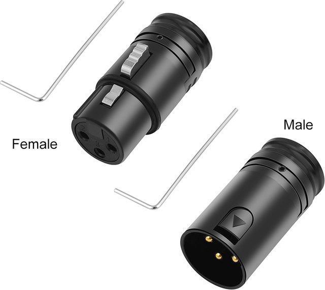 APWIKOGER XLR-Mikrofon-Lötadapter in Schwarz, kompakter 90-Grad-Rechtwinkel-Anschluss Stecker auf Stecker und Buchse auf Buchse - Bild 1