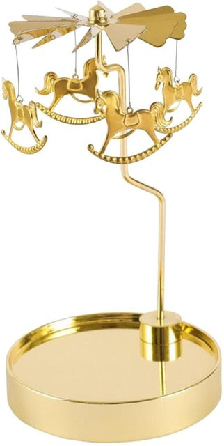 Drehbarer Kerzenständer Teelichthalter von Yiran Furniture in Gold mit Mond, Katze, Pferd und Fee als romantische Tischdekoration - Bild 1