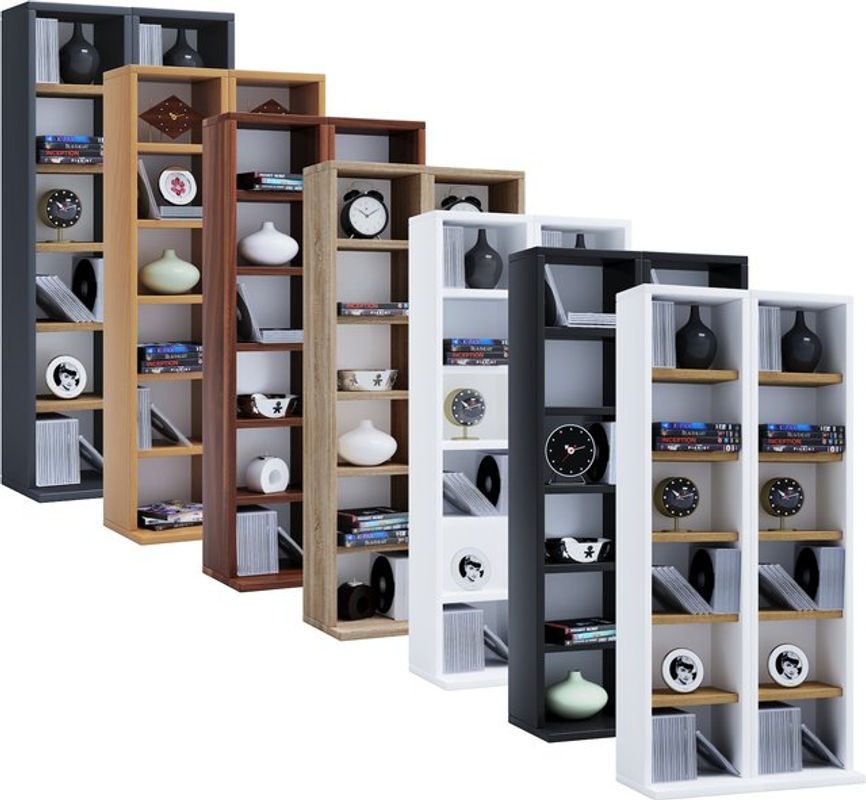 VCM Milano CD DVD Regal in Braun mit 10 variablen Einlegeböden, B/T/H: 42 x 20 x 91,8 cm - Bild 2