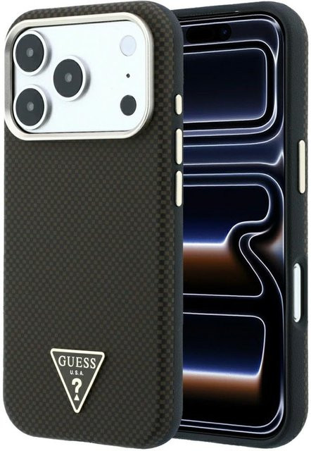 Guess MagSafe-Hülle für Apple iPhone 18 Pro Max und iPhone 17 Pro Max mit Kevlar-Dreieck-Logo in Braun - Bild 1