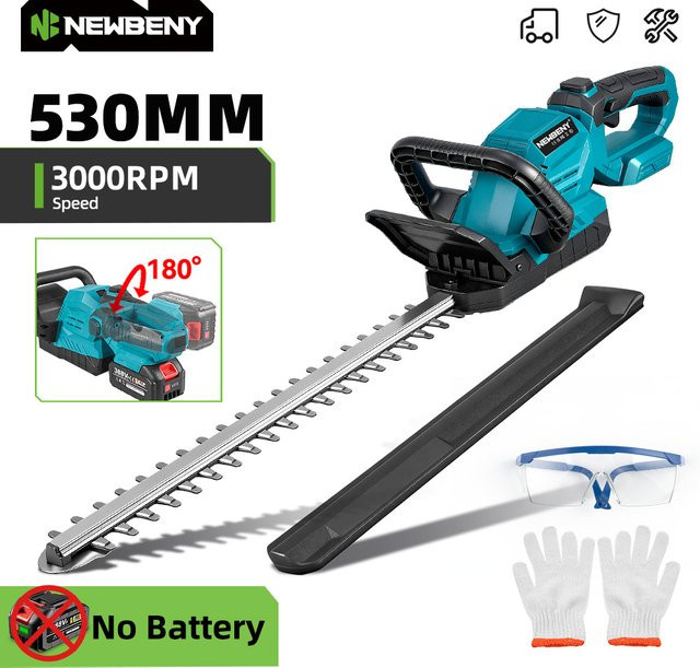 NEWBENY Elektrische Heckenschere mit 180 Grad Einstellwinkel und 3000 U/min für Makita LXT Akku, 530 mm Schnittlänge - Bild 1