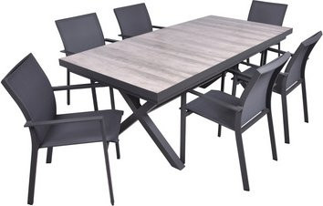 GARDEN PLEASURE Gartenmöbelset RANA in Grau mit 6 Sitzplätzen aus Aluminium, Kunststoff und Keramik - Bild 1