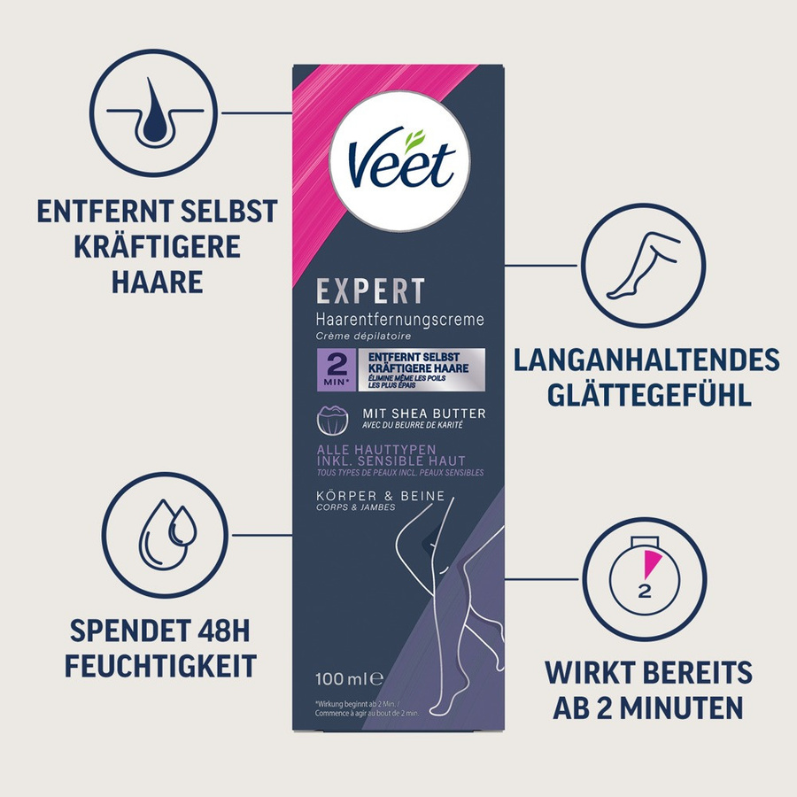 Veet Expert Enthaarungscreme mit Shea Butter, 100 ml, Unisex - Bild 4