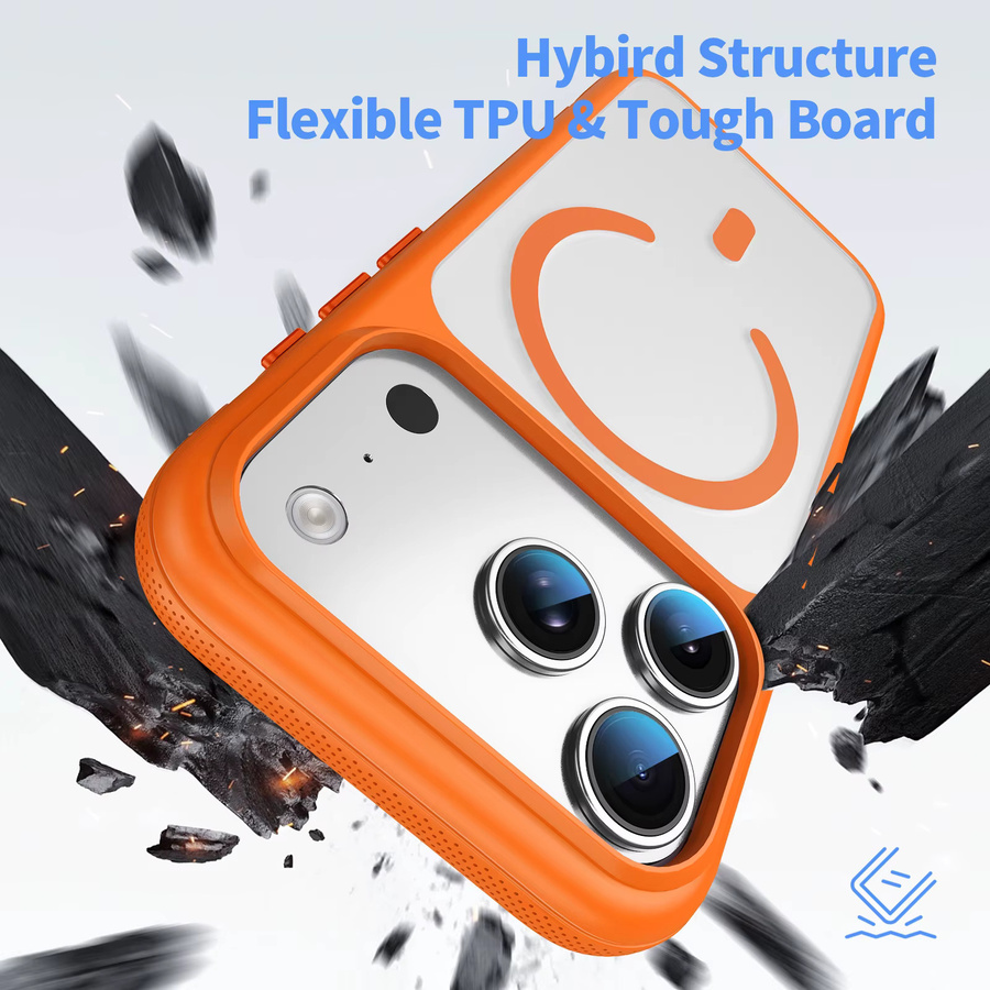 MagSafe Magnetische Handyhülle für iPhone 17 16 15 14 13 12 Pro Max Air mit Metallknöpfen und weichem Stoßfänger in Orange - Bild 2