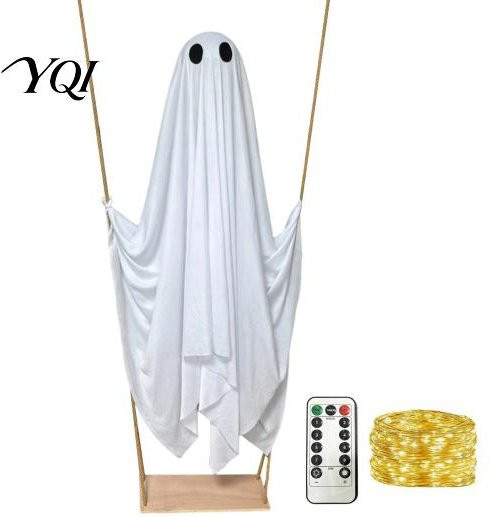 Leuchtende Halloween Geister Schaukel Dekoration von Yuezong in Weiß für Garten und Außenbereich - Bild 1