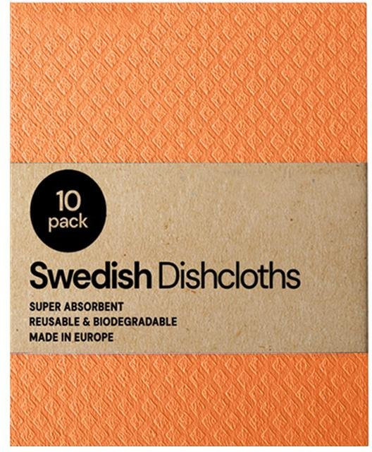 10 Stück XYNN Geschirrtücher aus Zellulose, Saugfähige Reinigungstücher für die Küche, Orange - Bild 1