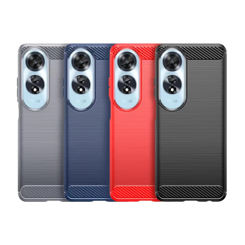 Stoßfeste Silikon Handyhülle aus weichem TPU mit Kohlefaser-Design für Oppo A60 A79 A98 A78 A58 A38 A18 A17 A77 A54 A57 A1 2 Pro 4G 5G in Schwarz - Bild 2
