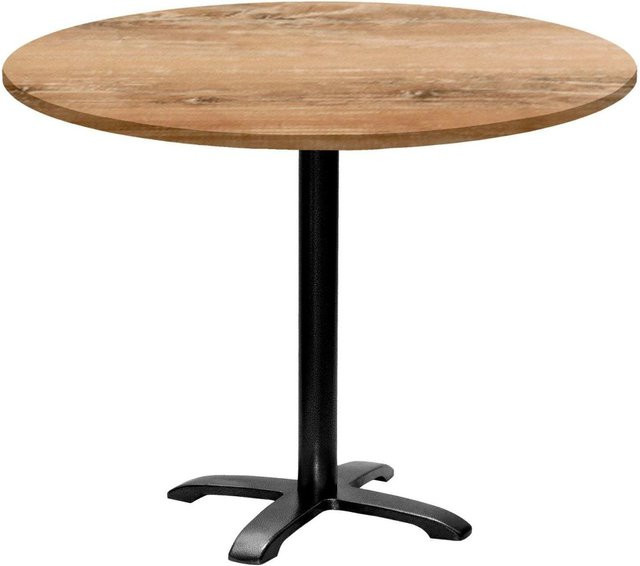RestooTab Bazila Rundtisch in Eiche Antik mit schwarzem Gestell, Höhe: 74 cm, Durchmesser: 110 cm - Bild 1