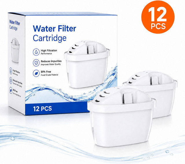 Reimol 12 Wasserfilterkartuschen in Weiß kompatibel mit Brita Maxtra+ als Ersatzfilter für Wasserfilterkannen und Wasserkocher - Bild 1