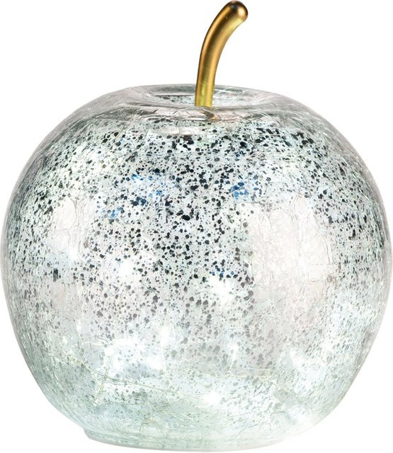 LED-Dekoapfel POMO von I-Glow in Silber mit Crash-Glas-Optik, Höhe: 16,0 cm - Bild 1