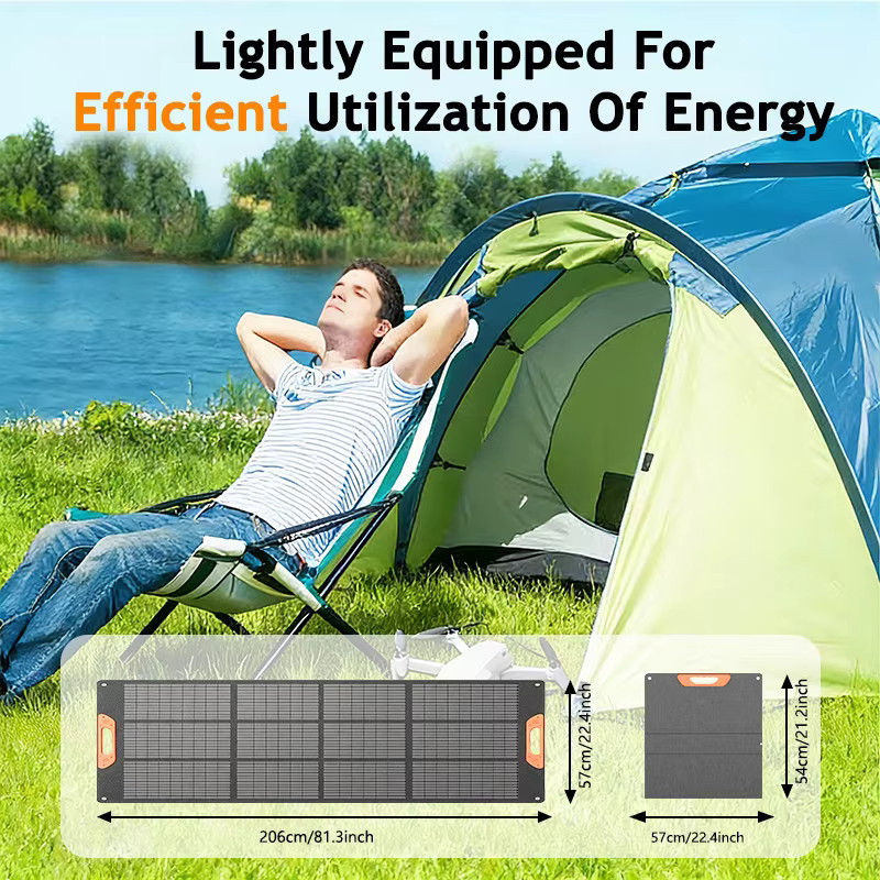 CHUBAN Tragbares Solarpanel 200W in Schwarz mit Solarkabel für Powerstation und Camping - Bild 3