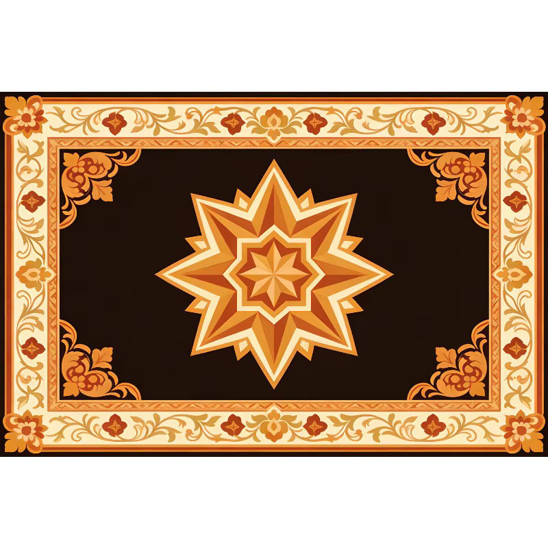 Xingmang Wohnzimmerteppich im Retro-Stil, rechteckiger Teppich in Schwarz-Gold, wasserdicht und pflegeleicht - Bild 3