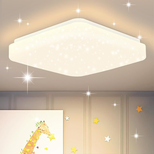 Cliheet LED-Deckenleuchte Sternenhimmel in Weiß, 15W, quadratisch, 3000 K Warmweiß, Durchmesser: 21 cm - Bild 1