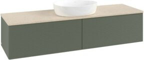 V&B Waschtischunterschrank Antao mit Frontstruktur in Grau-Grün lackiert, B: 160 cm, T: 50 cm - Bild 1