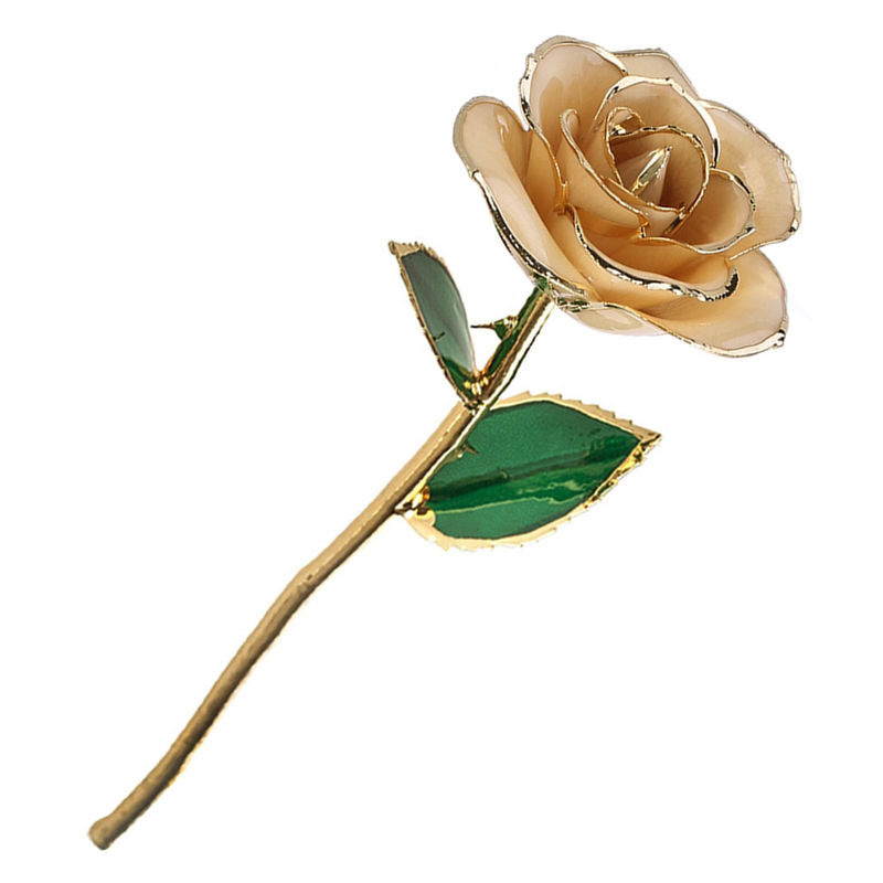 OutsideWorld Ornament Goldene Rose 24K vergoldet aus Metall und Kunstharz in Gold und Grün - Bild 2
