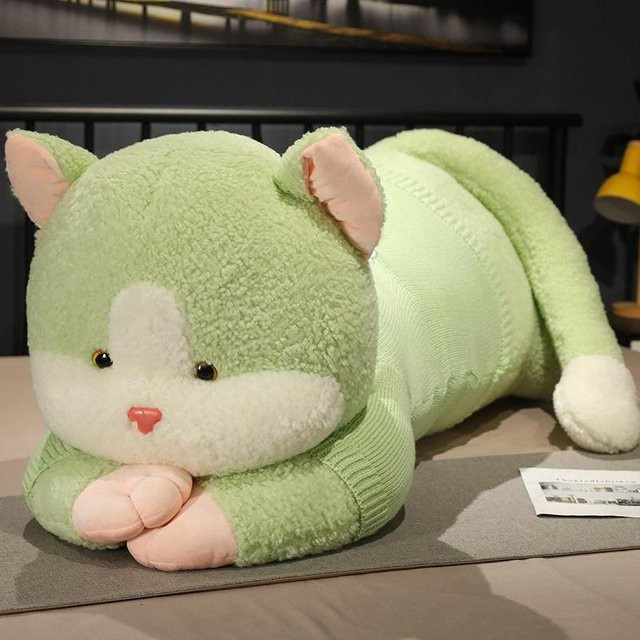 Große Katze Puppe Plüschtier, grün - Bild 1