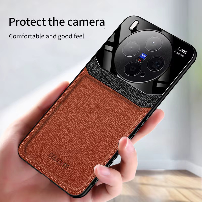 EUCAGR Luxus Handyhülle aus Acryl und Leder für VIVO X300 Pro und VIVO X300 in Rot mit Kameraschutz - Bild 4