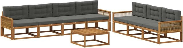 vidaXL Outdoor-Sofagarnitur aus Akazienholz mit Kissen in Anthrazit und Natur - Bild 1