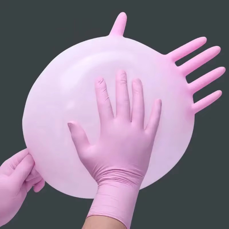 INMAICH Einweg-Nitrilhandschuhe latexfrei in Rosa, 100 Stück, rutschfest und wasserdicht für Haushalt, Reinigung, Küche oder Tattoo-Praxis - Bild 2