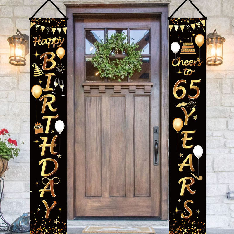 2er-Set Geburtstag Partydekoration 65. Geburtstag Banner in Schwarz und Gold für Männer und Frauen - Bild 4