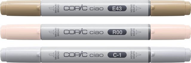 Copic Marker Set Ciao Layer & Mix Mellow Palette mit 3 Brush-Stiften in Dull Ivory, Pinkish White und Cool Gray - Bild 1