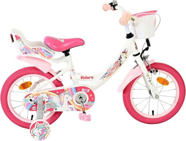Volare Unicorn Kinderfahrrad, 14 Zoll, weiß - Bild 1