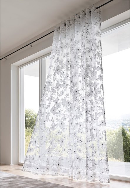 Heine Home Dekostore mit floralem Blütenmuster in Transparent, bestehend aus 71% Viskose und 29% Polyester - Bild 1