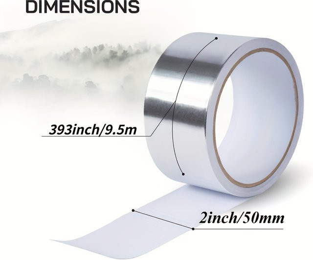 YITAPE Aluminiumfolienband in Silber, feuerfestes und wasserdichtes Hitzeschutz-Klebeband für HVAC-Kanalreparaturen, Breite: 5 cm - Bild 1