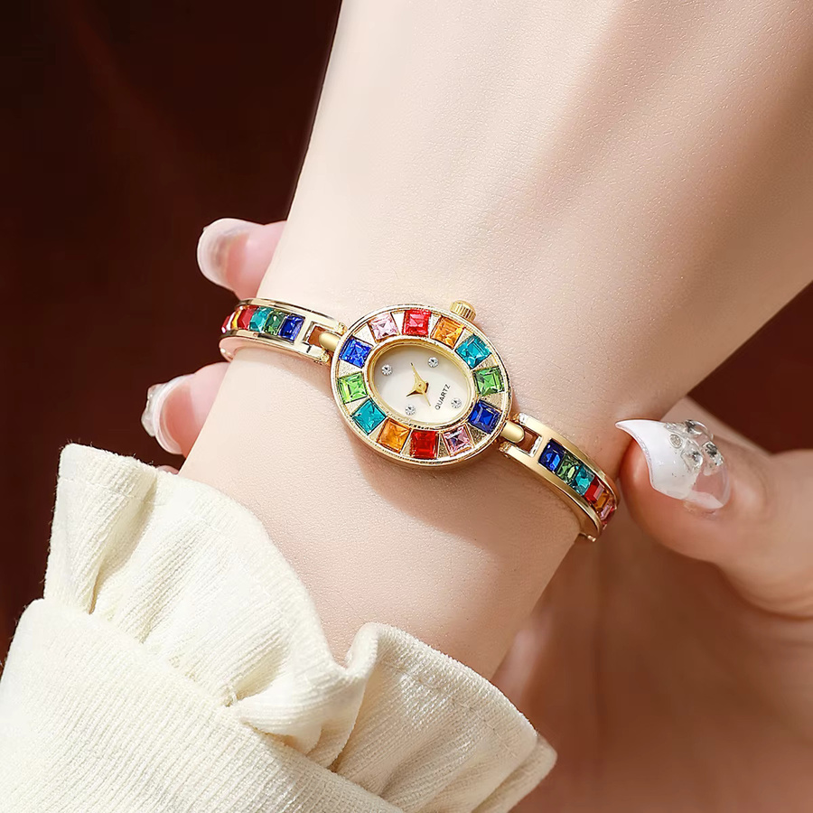 Armbanduhr Quarzuhr, Edelstahl, Diamantbesetzt, Kristall, Damen - Bild 2