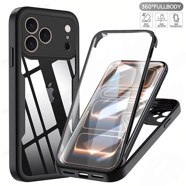 Air Capa 360 Grad Schutzhülle mit Displayschutz für Apple iPhone 11 bis iPhone 17 Pro Max in Schwarz - Bild 1