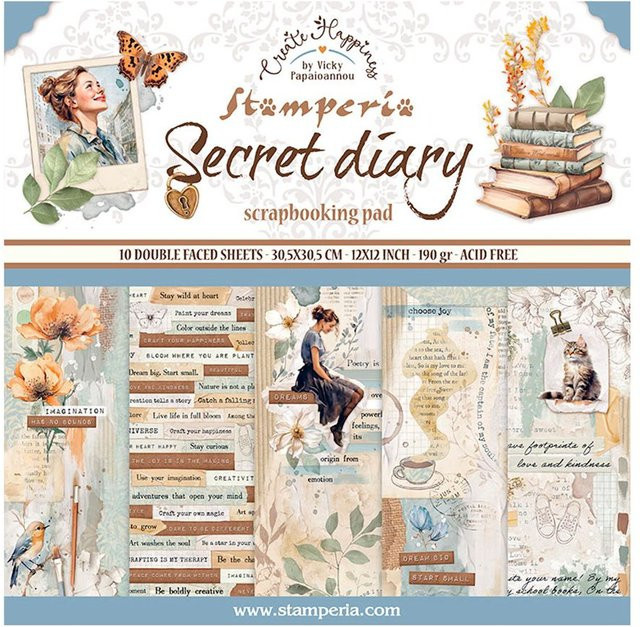 Stamperia Scrapbook-Block Secret Diary in Multicolor - Bild 1